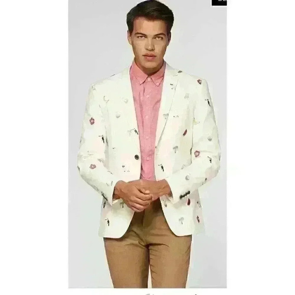 OppoSuits NWT Blazer Size 40 Men’s Tropical Pig Tree Flower Suit Jacket Summer - Picture 2 of 2